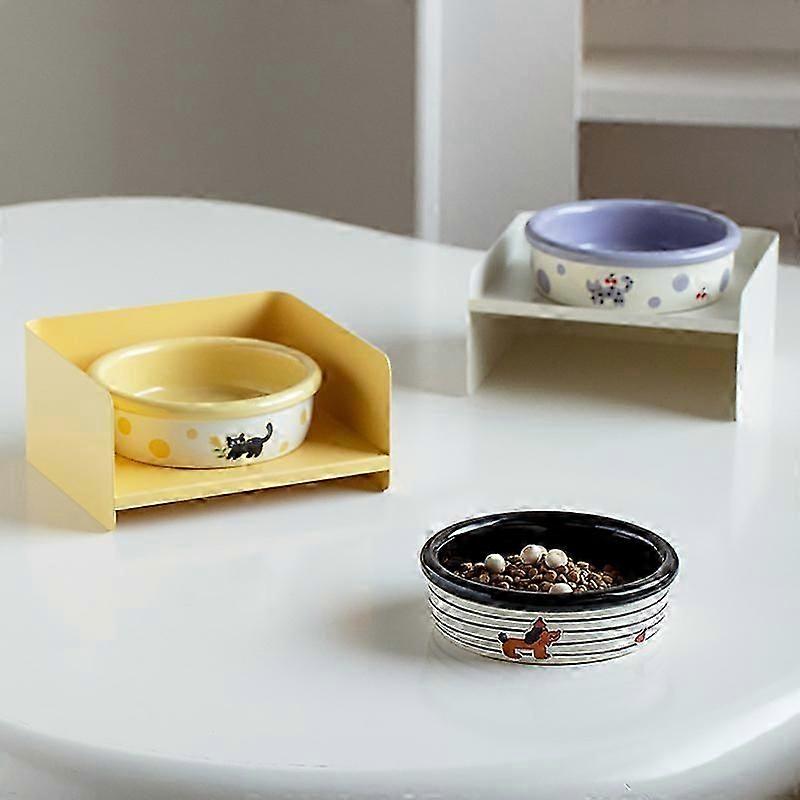 Dökülme Önleyici Yükseltilmiş Boyun Desteği Tasarımı Kediler için Evcil Hayvan Kasesi