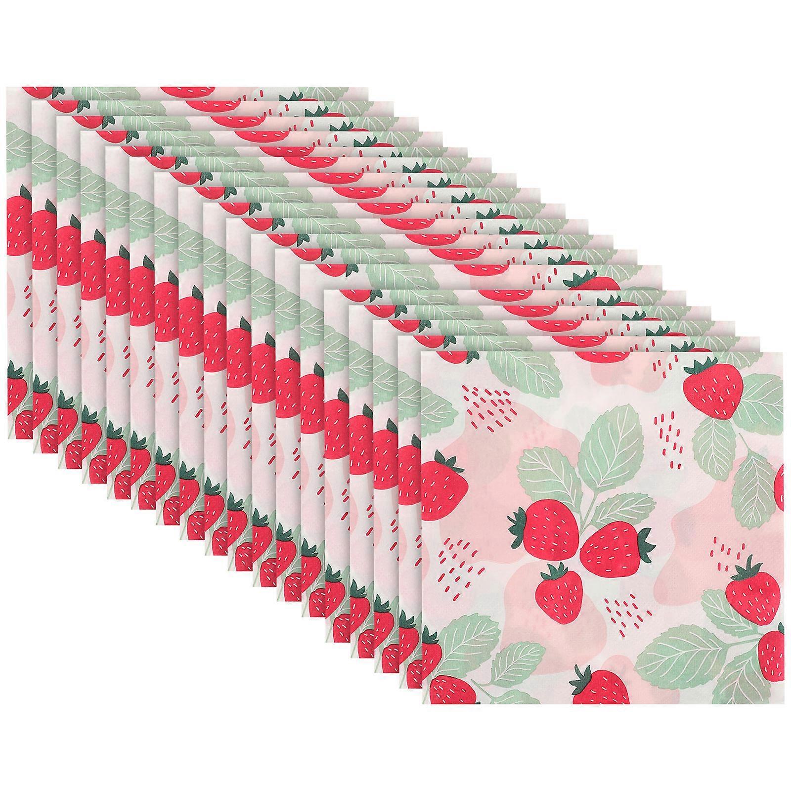 Strawberry Paper Napkins for Party Banquet Daily Use Assorted Color 33x33x1cm Fashion Pattern Design Absorbent 20 Sheets