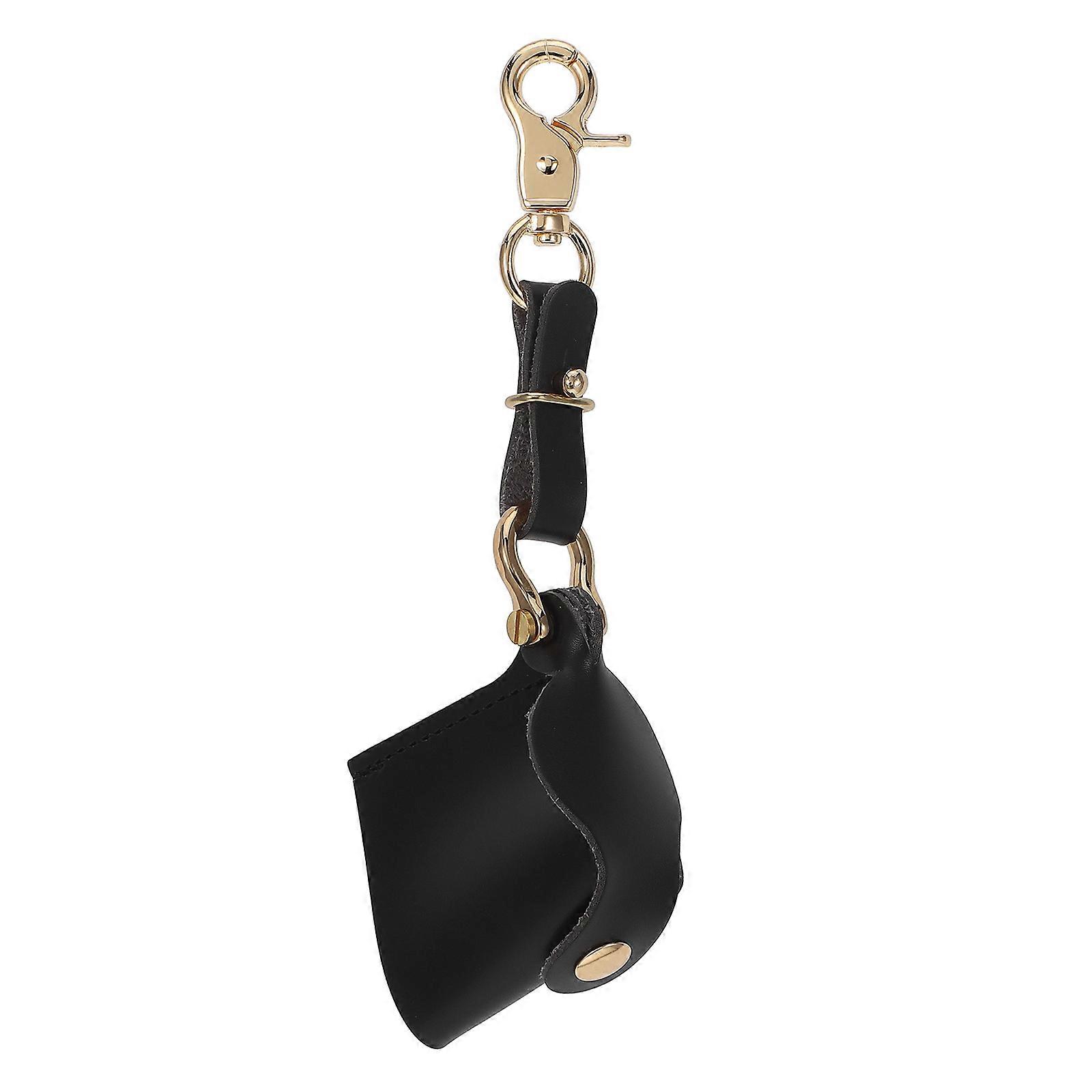 Portable Film Storage Bag with Keychain for Camera Supplies Black PU Secure Lightweight Outdoor