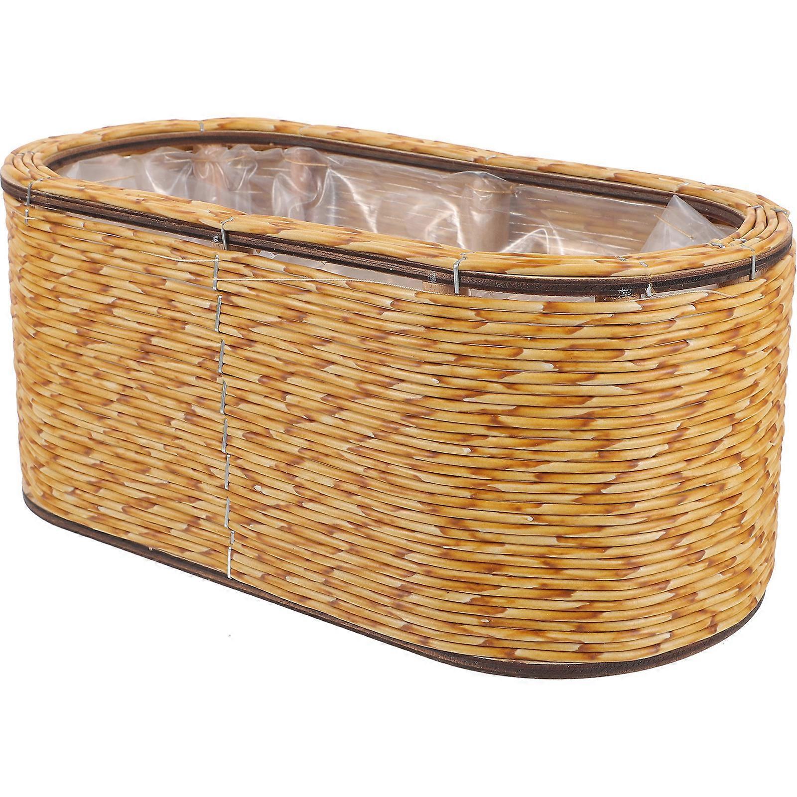 Woven Planter Basket Rustic Style for Indoor Plants Light Brown