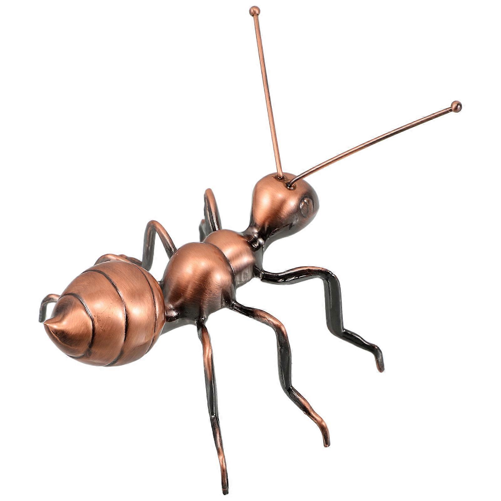 Metal Yard Art Ant Sculpture Vintage Style Decorative for Shelves Garden Desktop Shelf Collectible 4.13X2.95X2.75In 1Set