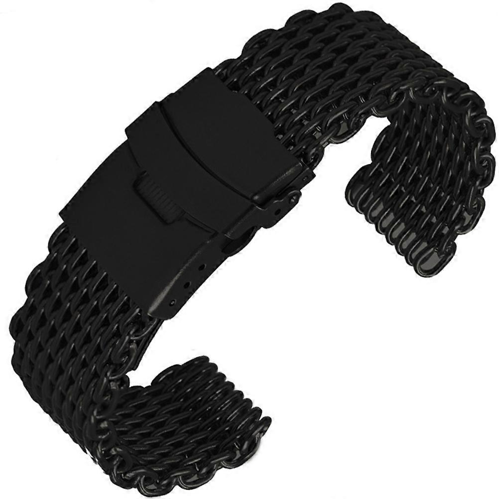 Pulsera de cadena de correas de reloj de acero inoxidable para reloj deportivo diseño clásico 22 mm cierre desplegable negro 1 pieza