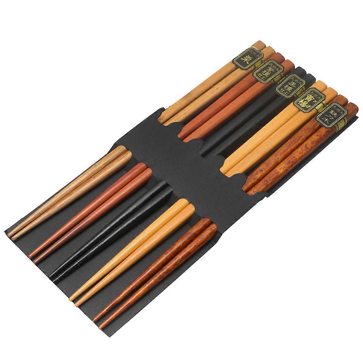 Wooden Chopsticks Set of 5 Pairs for Eating at Home Restaurant Lightweight and Corrosion