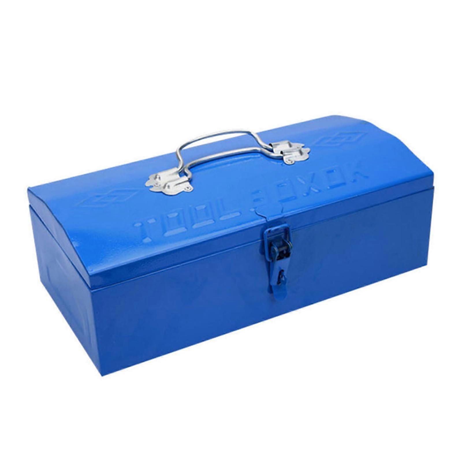 Portable Iron Sheet Storage Box Tool Organizers Hard Case for Home Office and Travel Use with Secure Locking Closures Blue