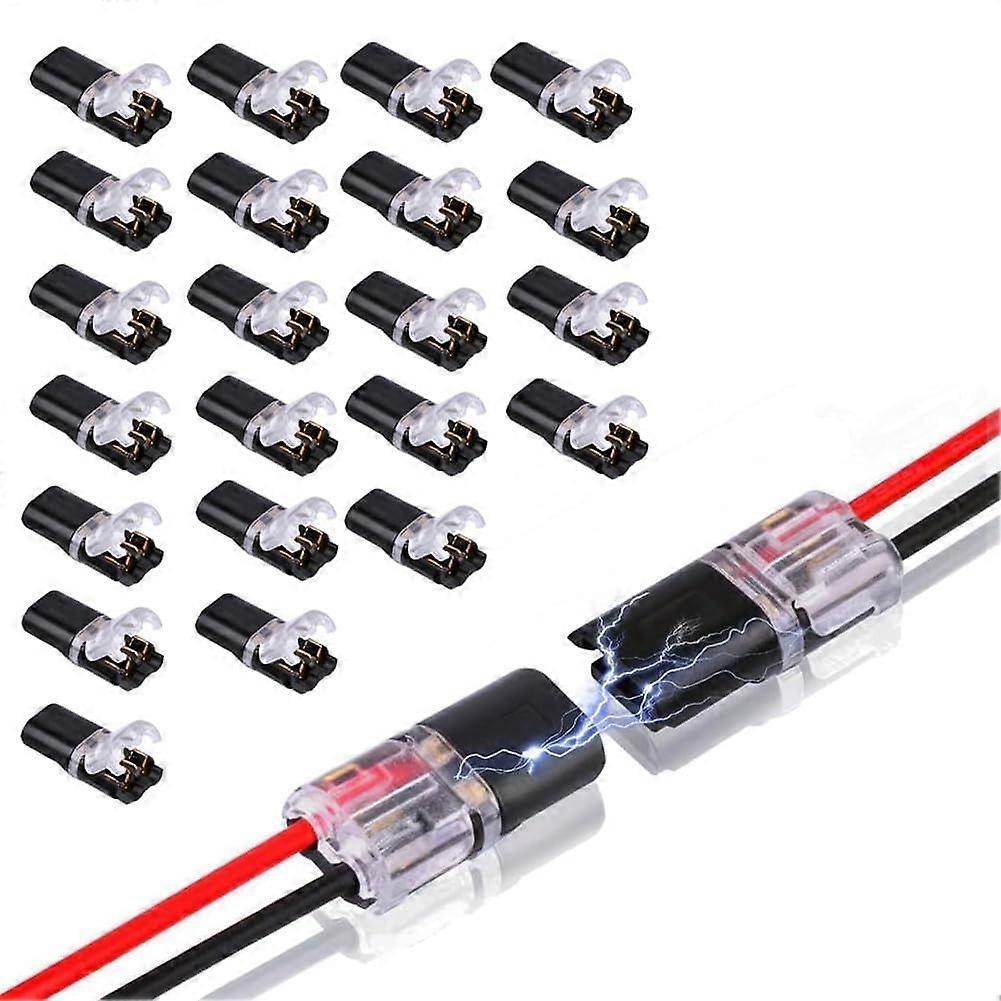 50 Pieces Double Wire Connectors, Plugin 2Pin 2Way LED Cable Connectors, with Locking Clasp, Quick Cable Connectors, Durable, Easy to Install