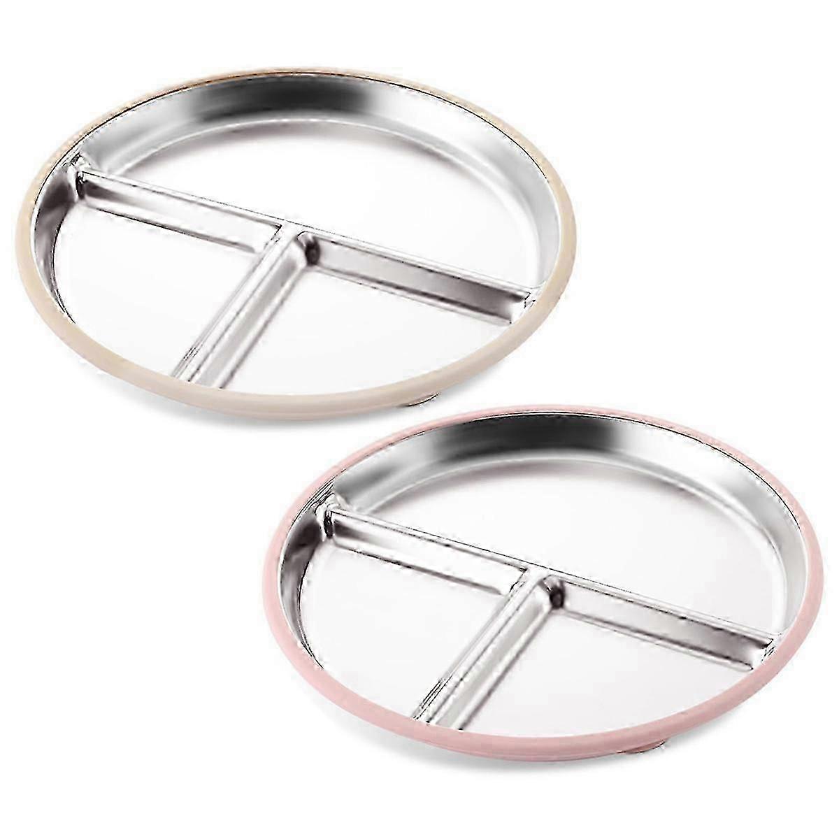 サクションカップと取り外し可能な蓋付きステンレス製ベビープレートハイウェイ