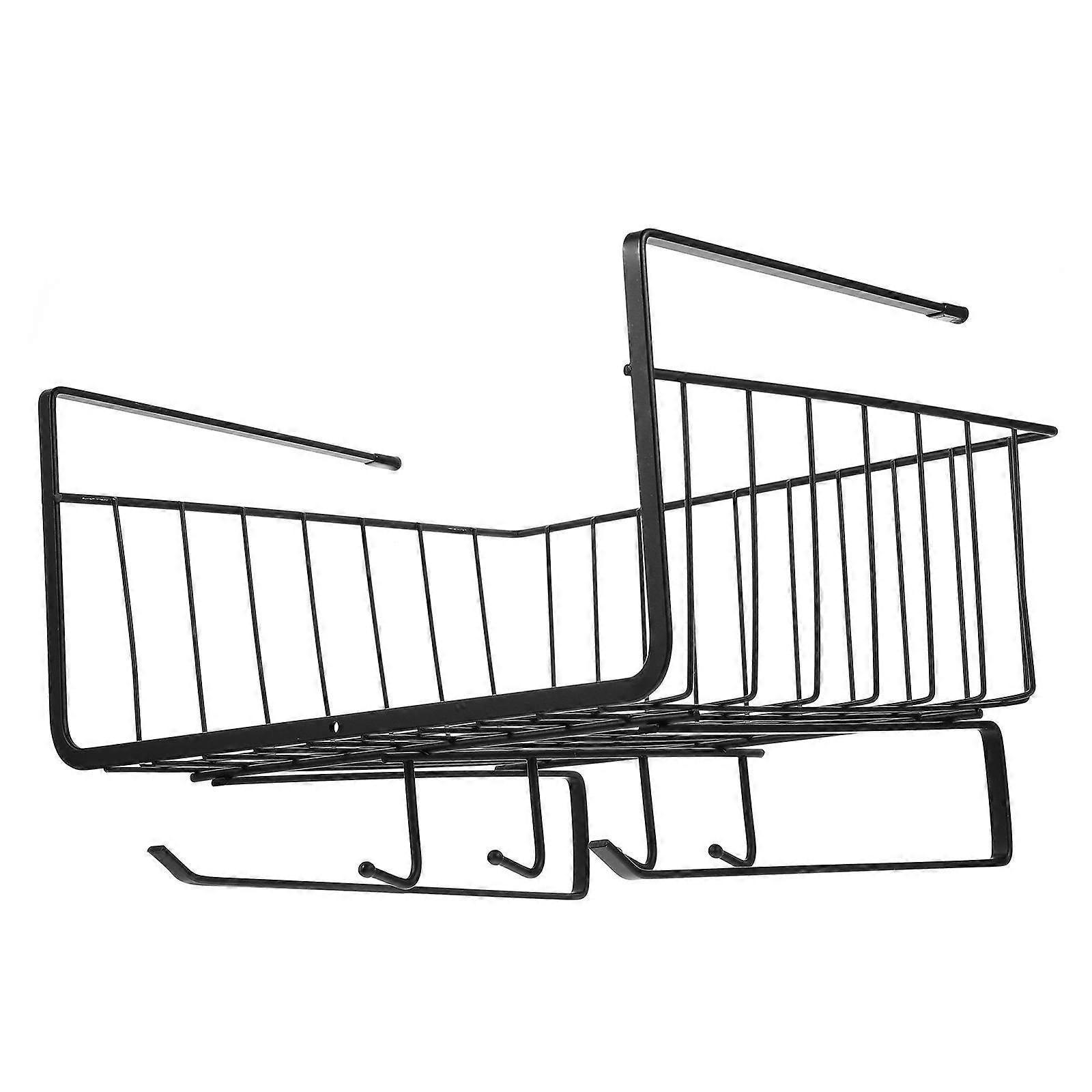 Kitchen Under Shelf Storage Basket Organizer Black 26.8X25.3CM Space Saving Easy Access 1Pack