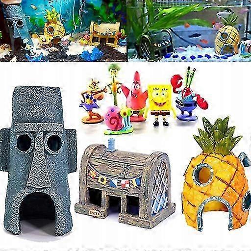 تماثيل المنازل لزينة حوض السمك مجموعة Spongebob