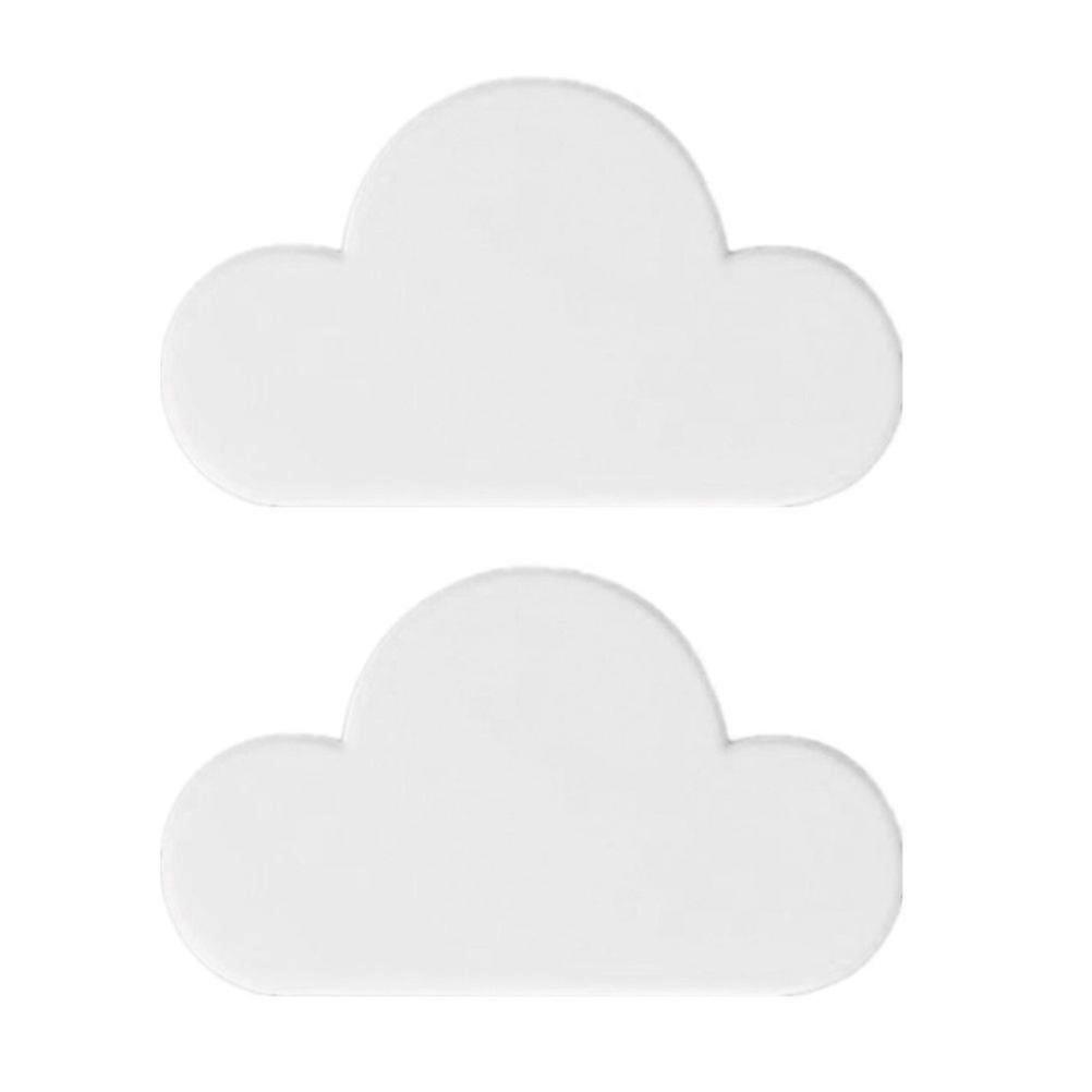 2Pcs Wall-mounted Key Holders Punch Free Racks Cloud Shape Holders (White)