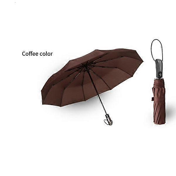 10 Ribs Automatic Travel Umbrella Auto Open Close Compact Folding Rain Windproof