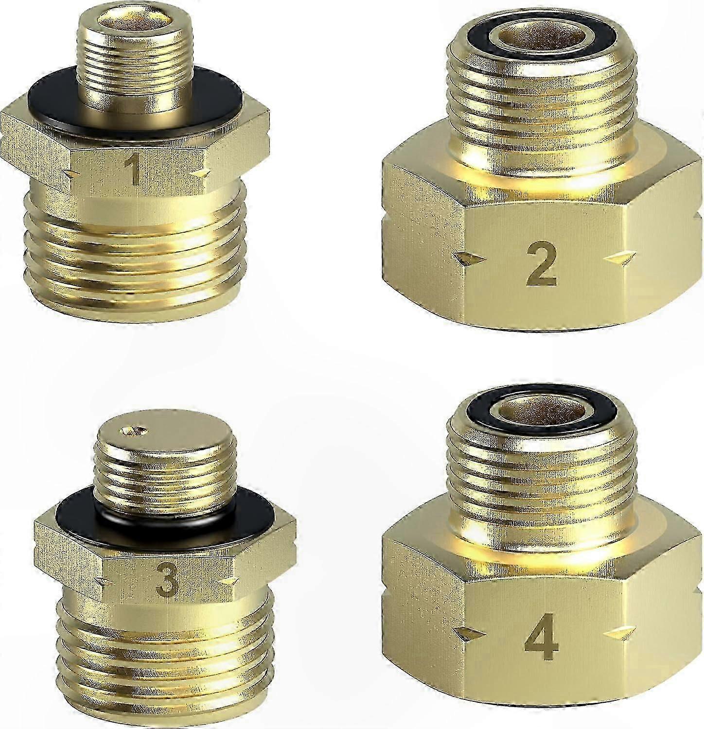 Brass Adapter for Gas Cartridges and Bottles, Compatible with German and EU Standards, 4-Piece Set