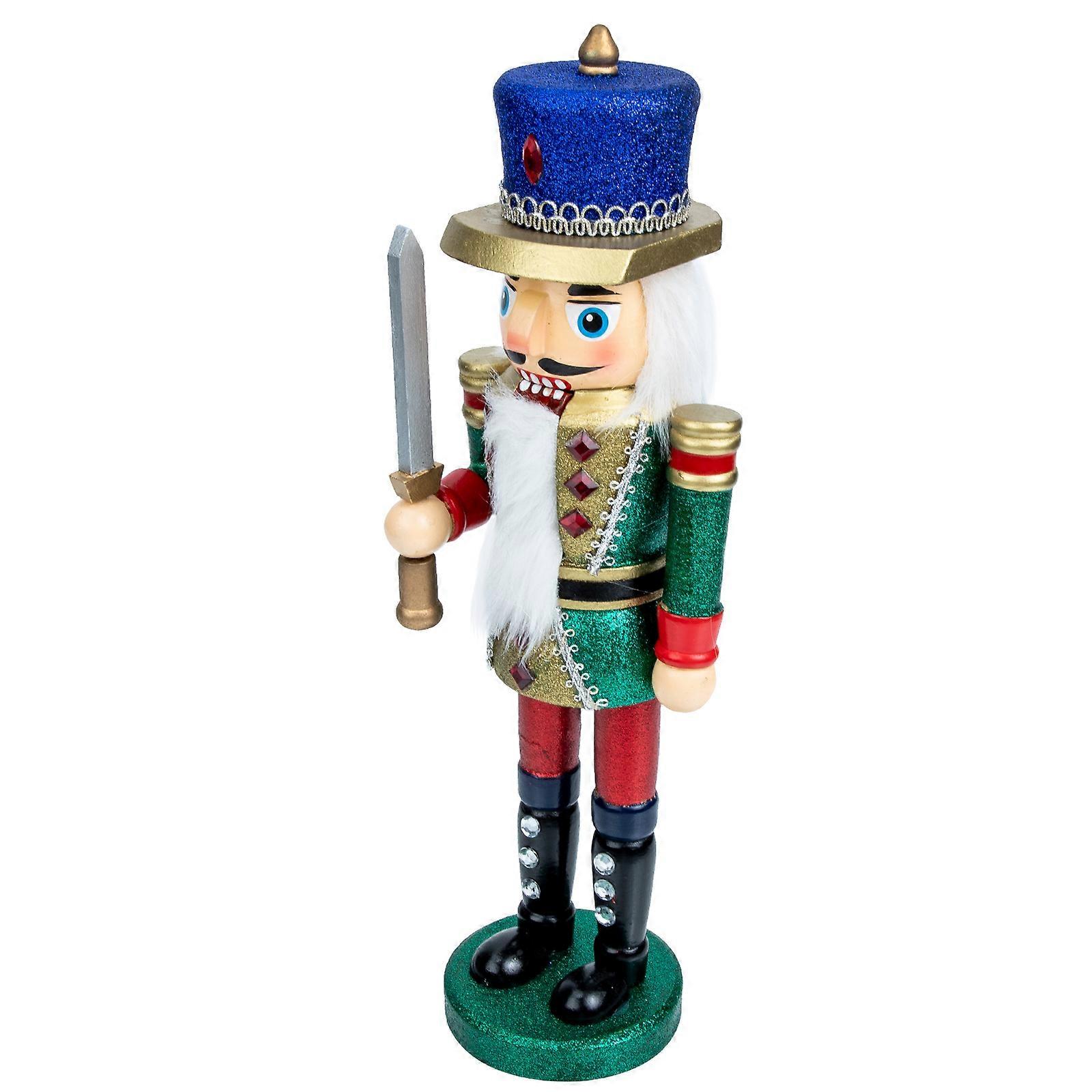 Wooden Soldier Model Nutcracker Figurine Xmas Nutcracker Adorn Desktop Nutcracker Decor