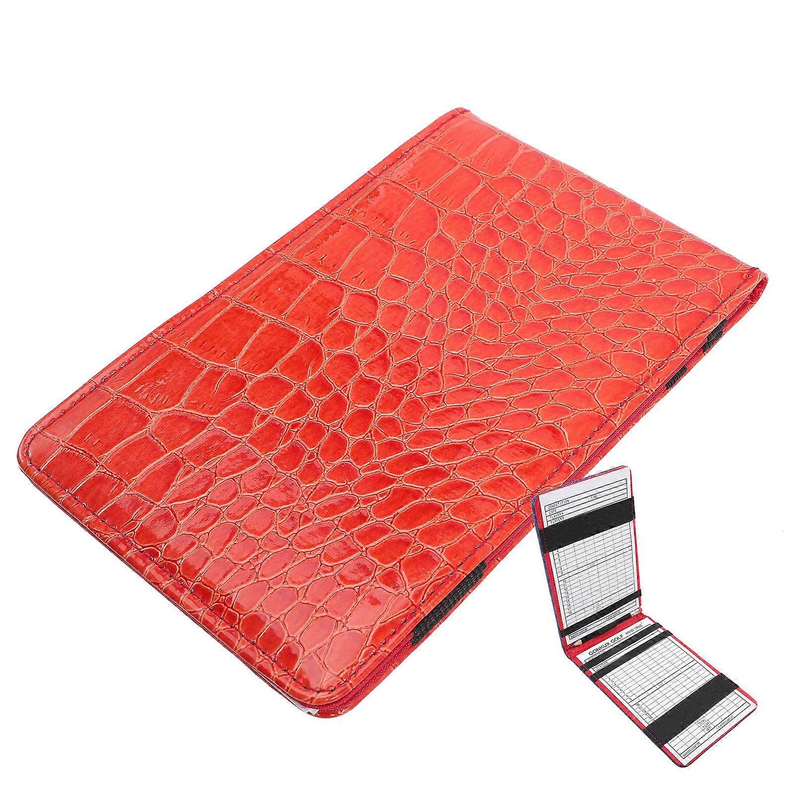 Red PU Golf Scorebook Portable Score Recording Notebook for Record Use 7.5 x 5.5 Inches