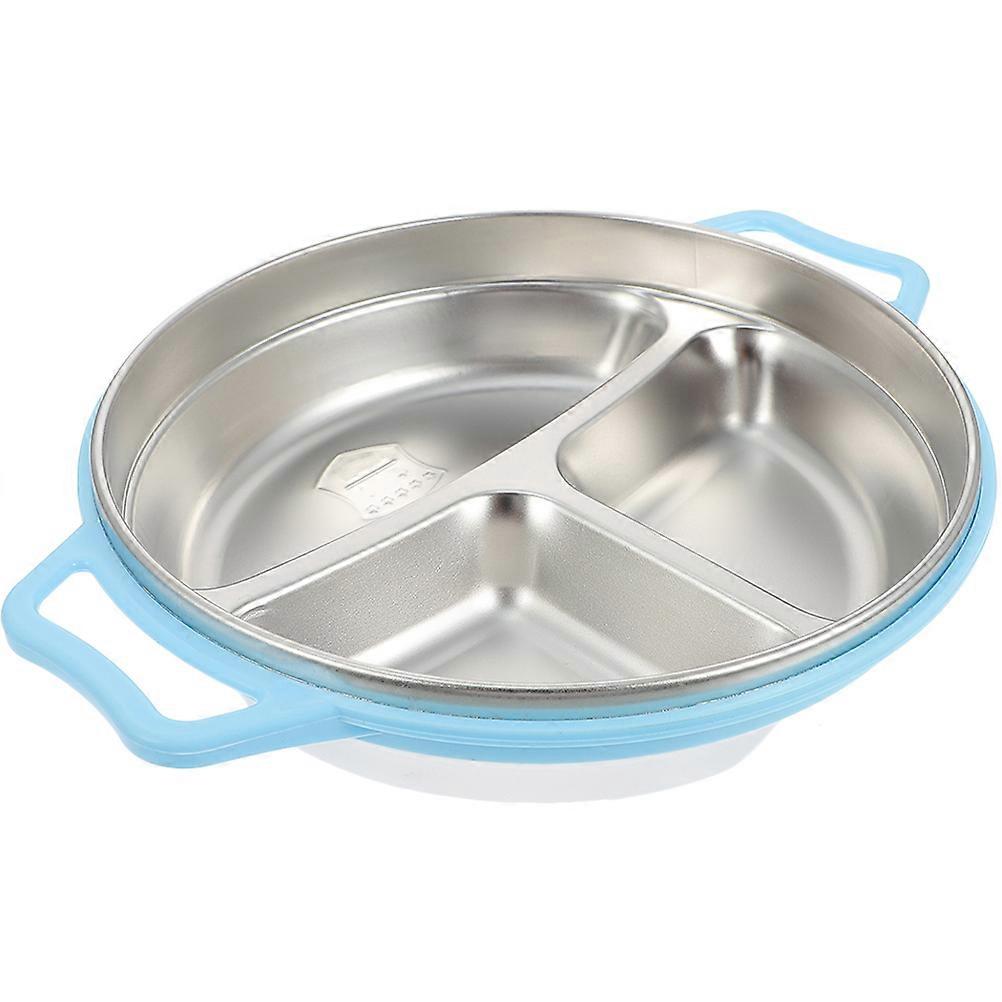 Compartment Platter Divided Food Serving Plate Children Mealtime Rectangular Stainless Steel Portion Control 1Set
