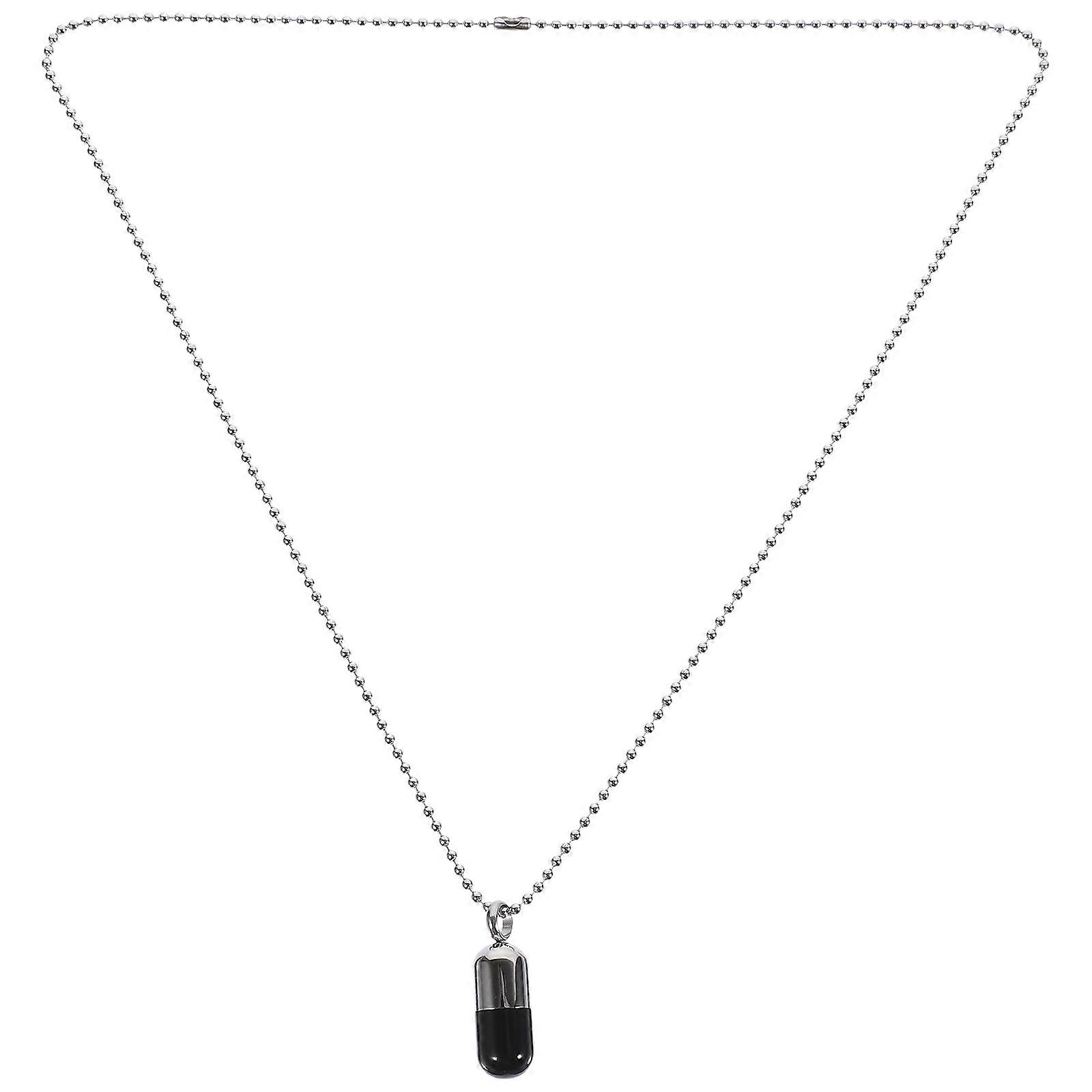 Charm Necklace with Openable Capsules Pendant for Decoration in Assorted Color Made of Titanium Steel