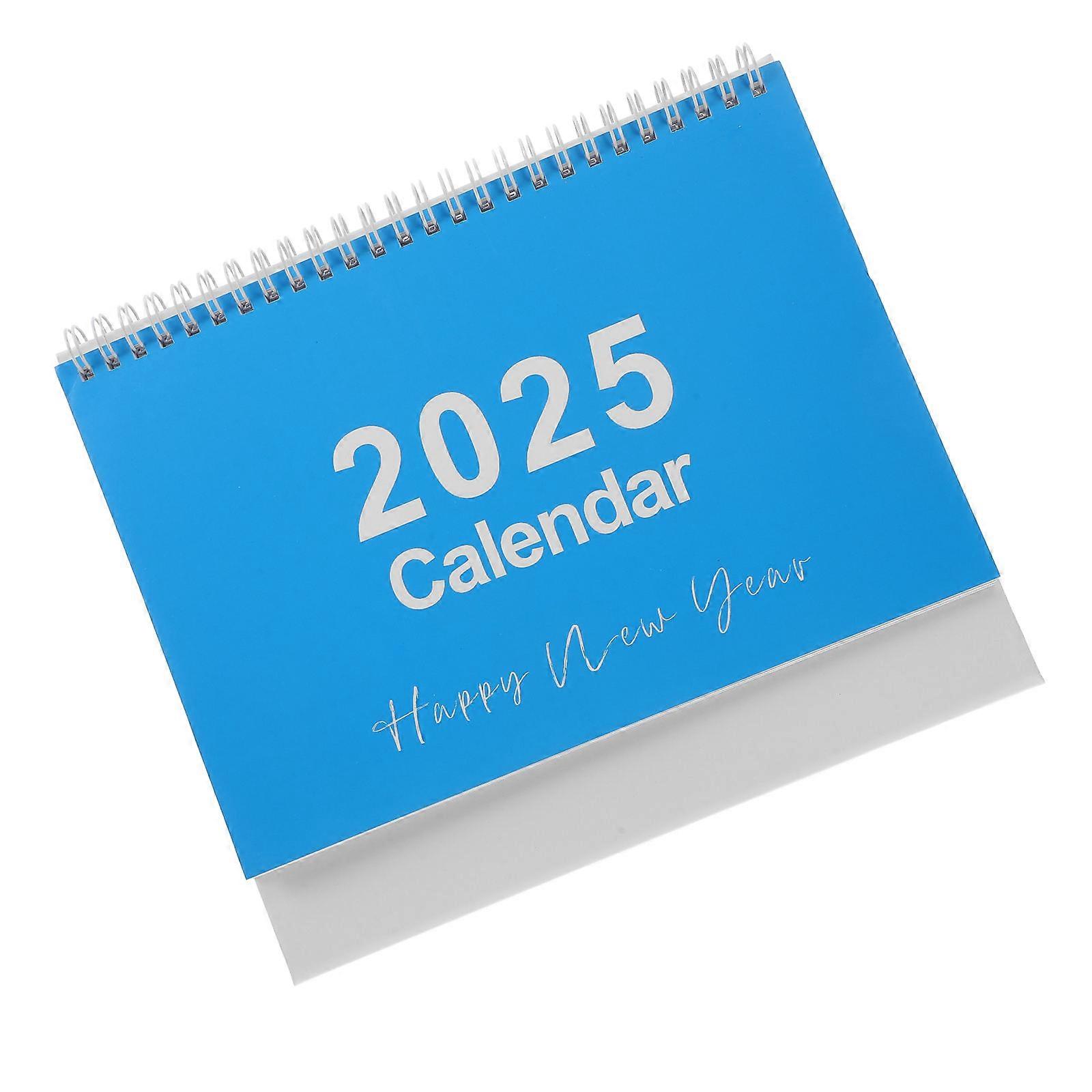 2025 Blue Desk Calendar Compact Design Monthly Planner for Countdown Use Paper Material Size 6 x 6 Inches