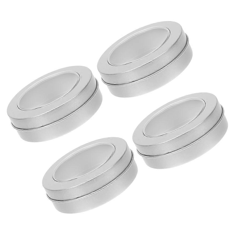 4pcs Round Tin Boxes with Lids Clear Window Cookie Tins Canisters Empty Containers for Crafts Cosmetics Food Storage Party Favors