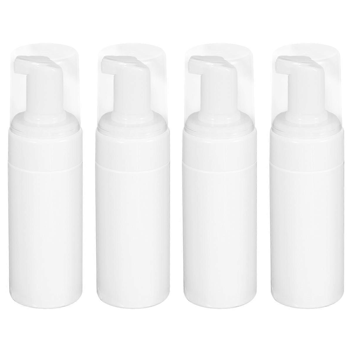 White Plastic Press Pump Dispensers for Storage 120ml Bottle Four Pack Safe Durable Material