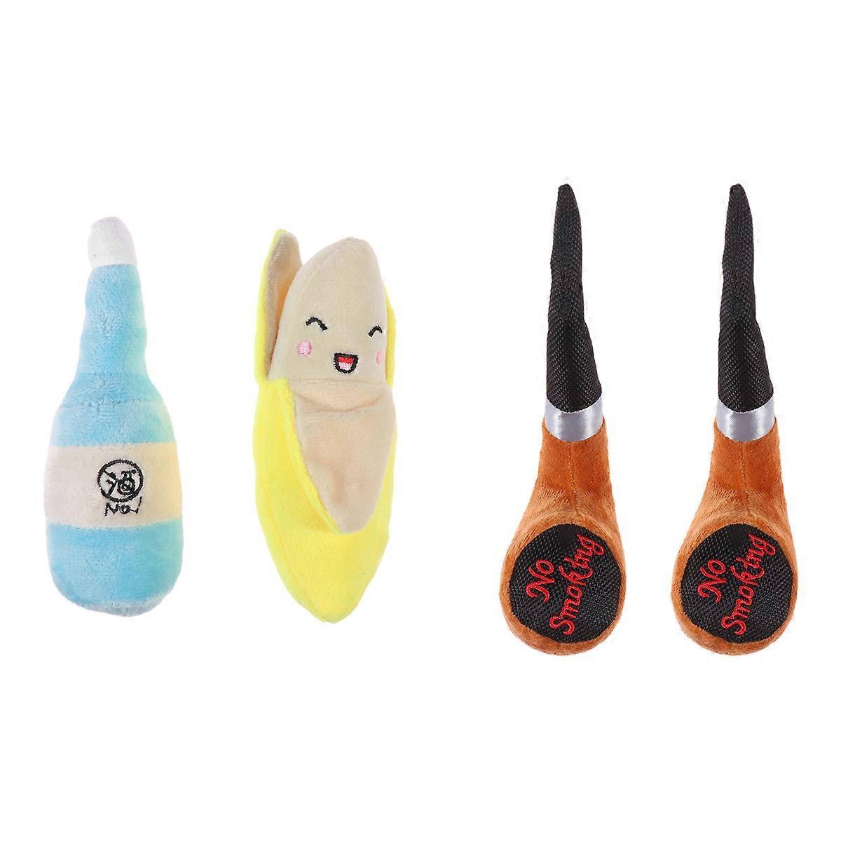 Dog Chew Toy Plush Toys Pet Dog Toys Banana Shape For Pet Chewing Playing 4Pcs