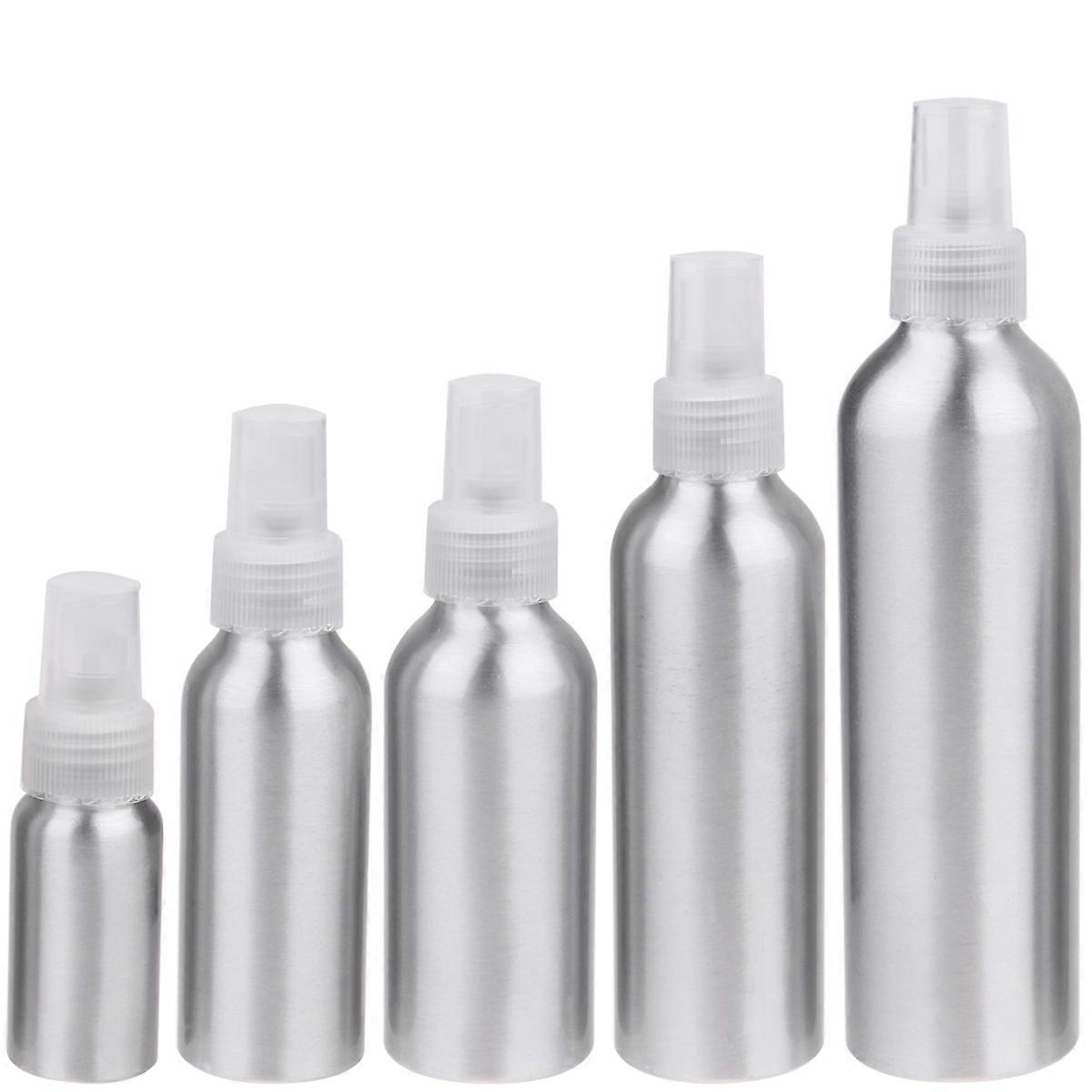 5Pcs Silver Aluminum Spray Bottles with Durable Nozzle for Liquid Storage 30ML 100ML 120ML 150ML