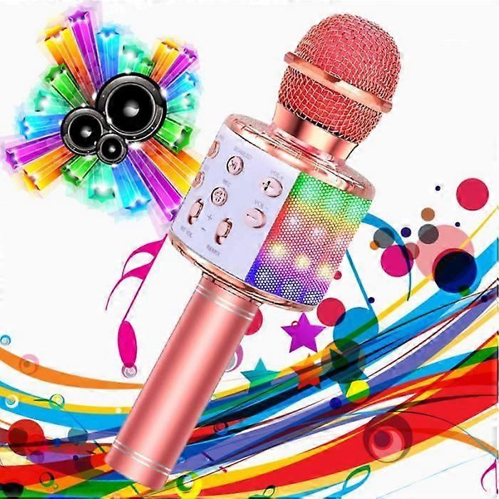 Wireless Karaoke Microphone, Portable Bluetooth Microphone Karaoke Player with LED Lights for Party Singing Kids Gift Idea