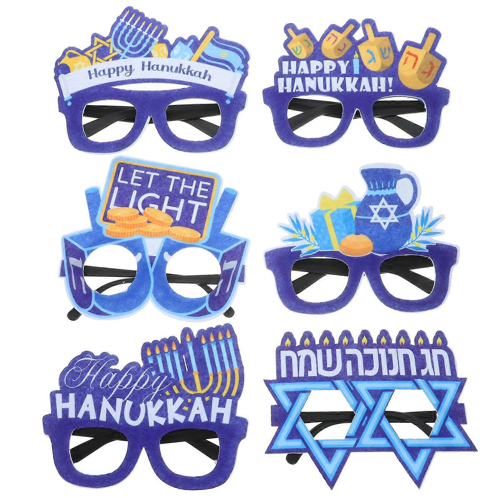 Hanukkah Glasses Frame 6Pcs Suitable For Friends And Family Assorted Color For Festive Celebrations