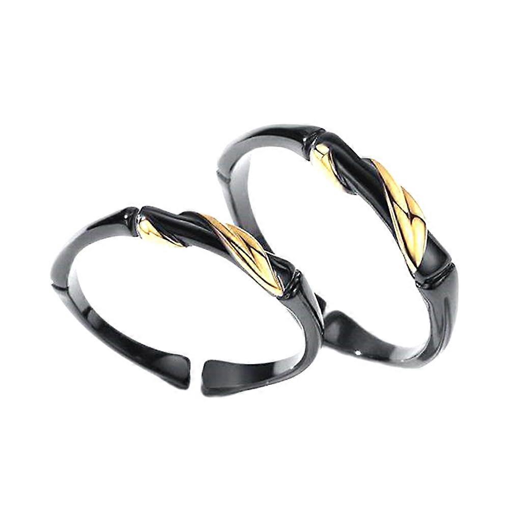 Decorative Finger Rings For Couples Elegant Bamboo Design Open Finger Ring For Special Occasions 1 Pair