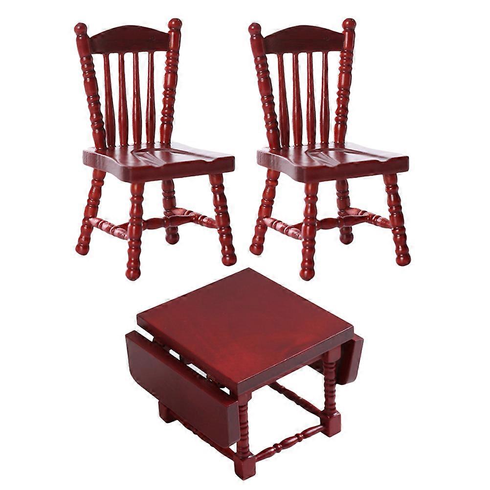 Miniature Kitchen Model 1 Set Tiny House Dining Table And Chair Set 1/12 Scale Toy For Model Enthusiasts Featuring Chic Simple Design