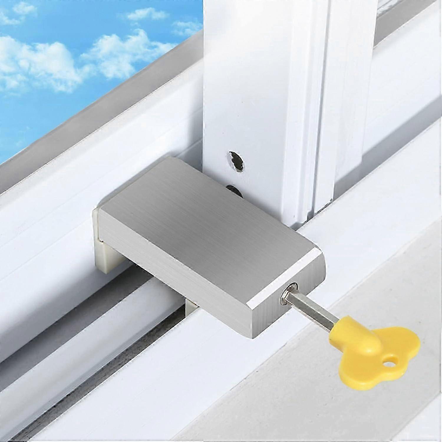 Sliding Window Stopper, Sliding Window Lock with Adjustable Key Sliding Door Block Window,for Child and Baby Safety (1PC)