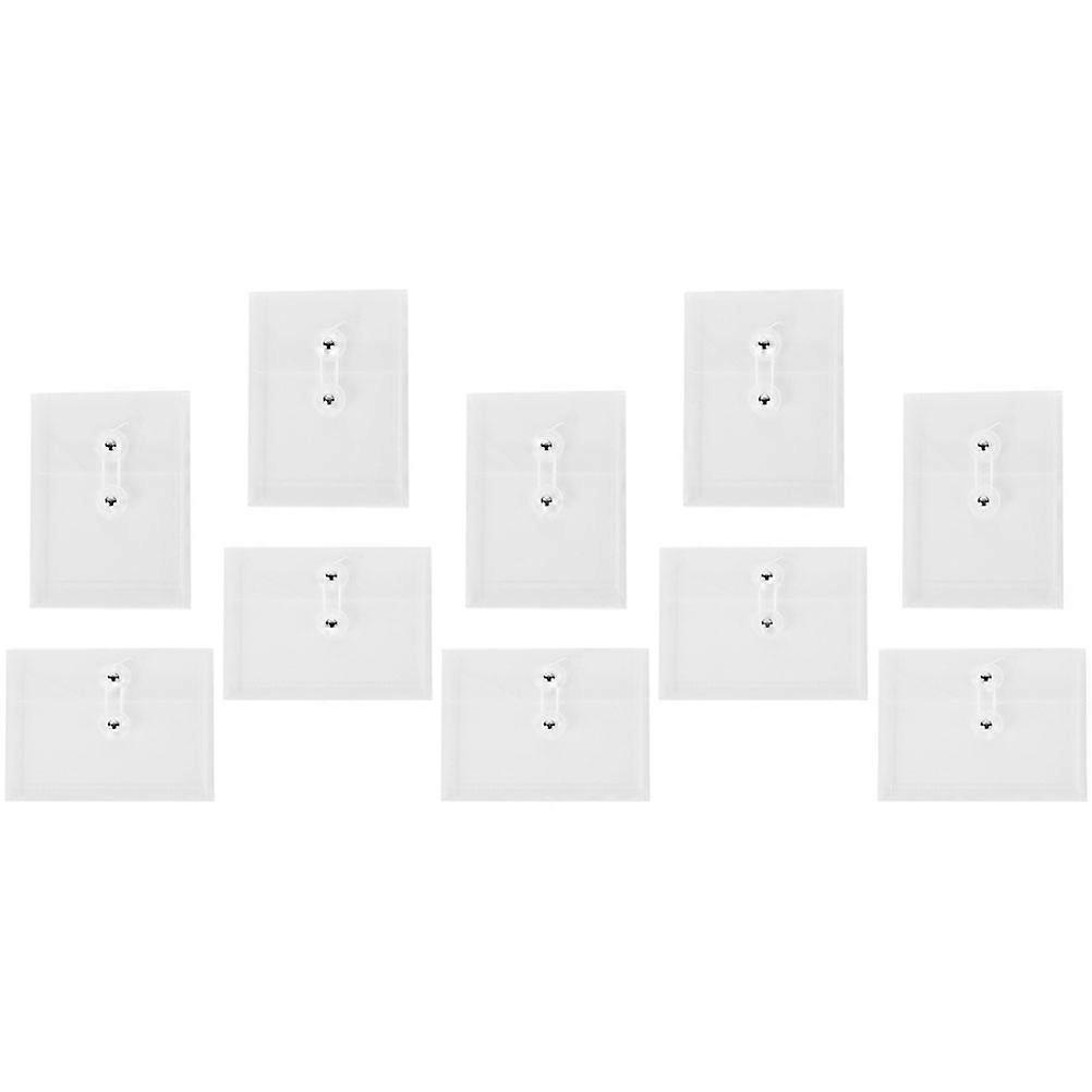 10Pcs Document Folders with Rope Button A6 Reusable Clear File Bags