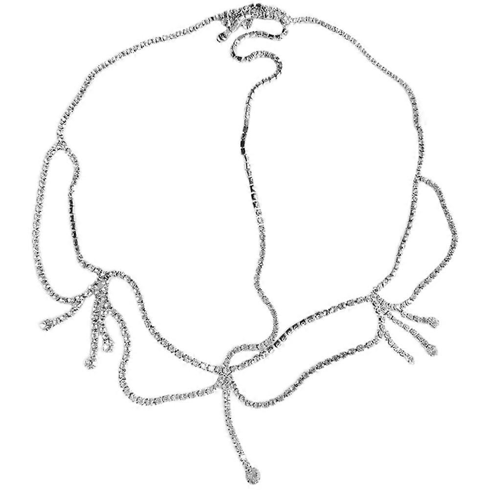 White Alloy Head Chain for Women Delicate and Comfortable with Shiny Decor 0.5 Inch Wide