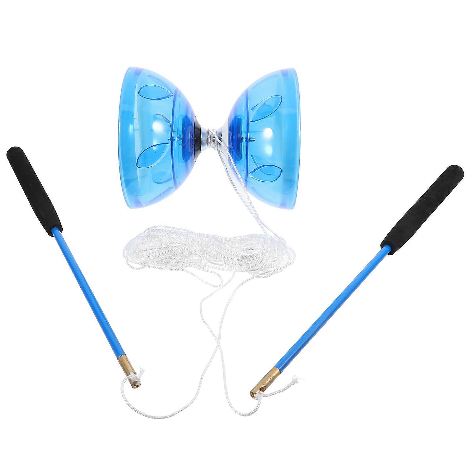 Blue Plastic Diabolo for Playing Rubber Professional Performance Ideal for Kids and Elderly 5.5 Inches