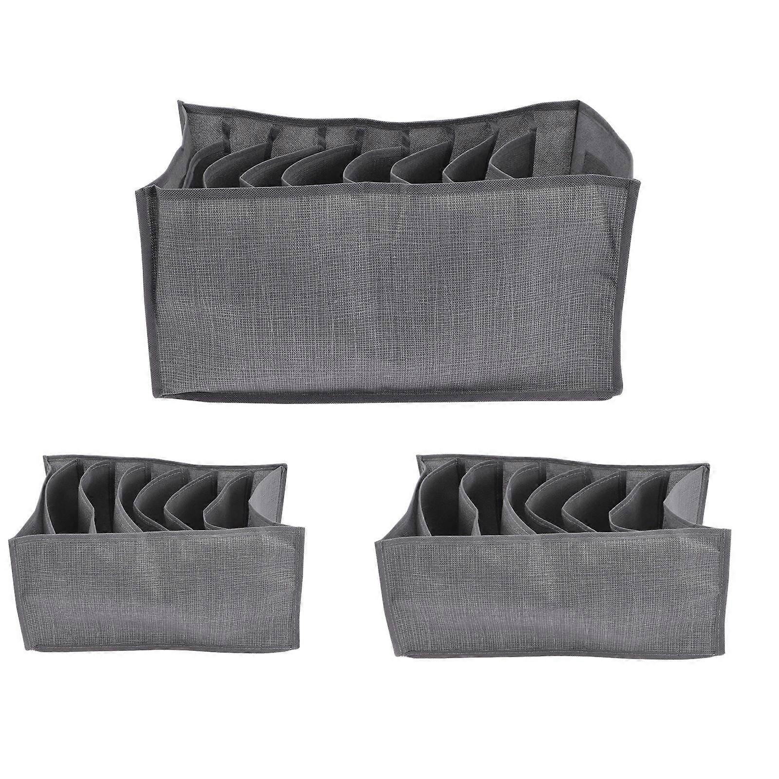 Jeans Organizer For Closet Storage 44x25cm Grey Rectangular Grid Design 3Pcs