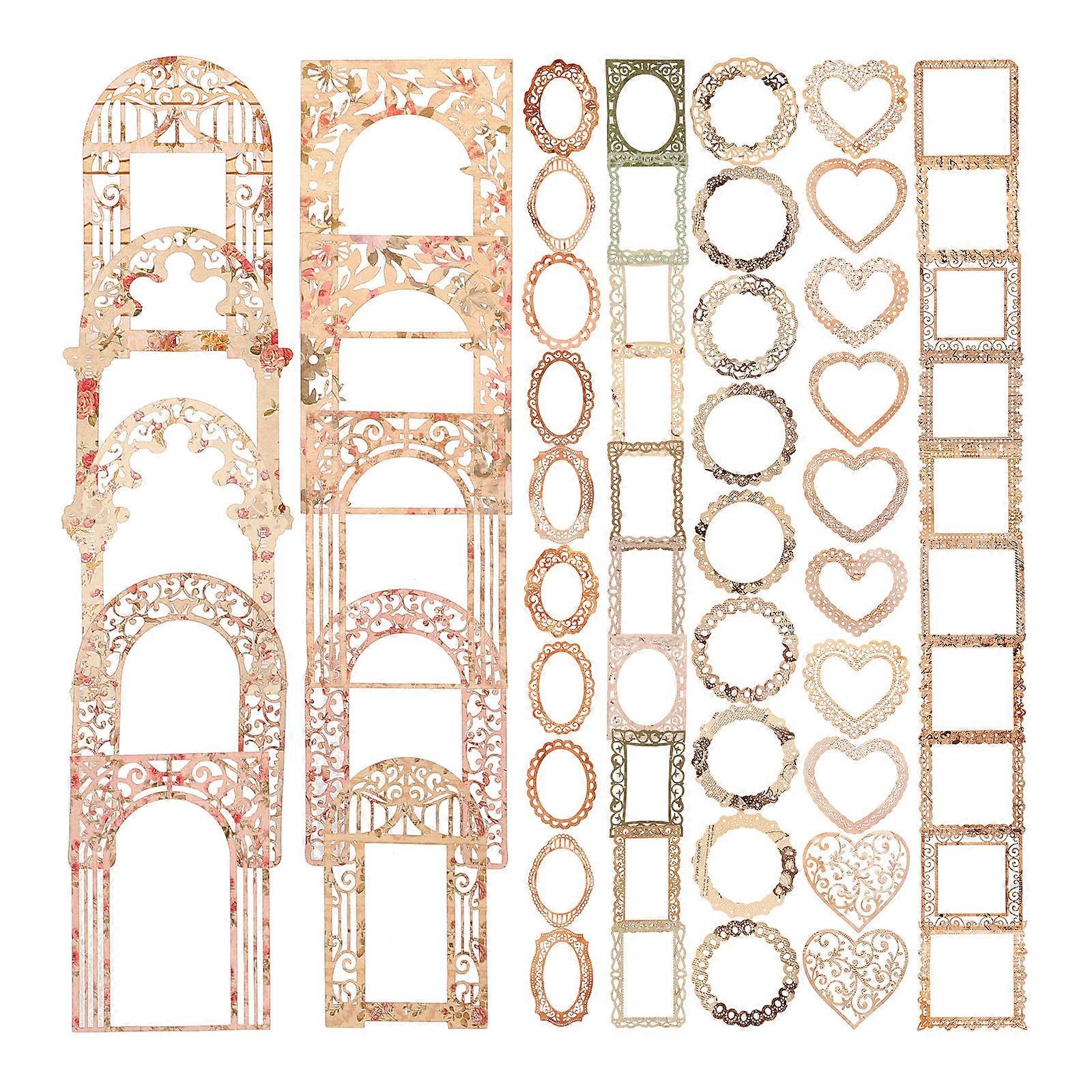 DIY Paper Sheets 60 Sheets Retro Photo Frames Handicraft Decorative Background For Crafts Packages