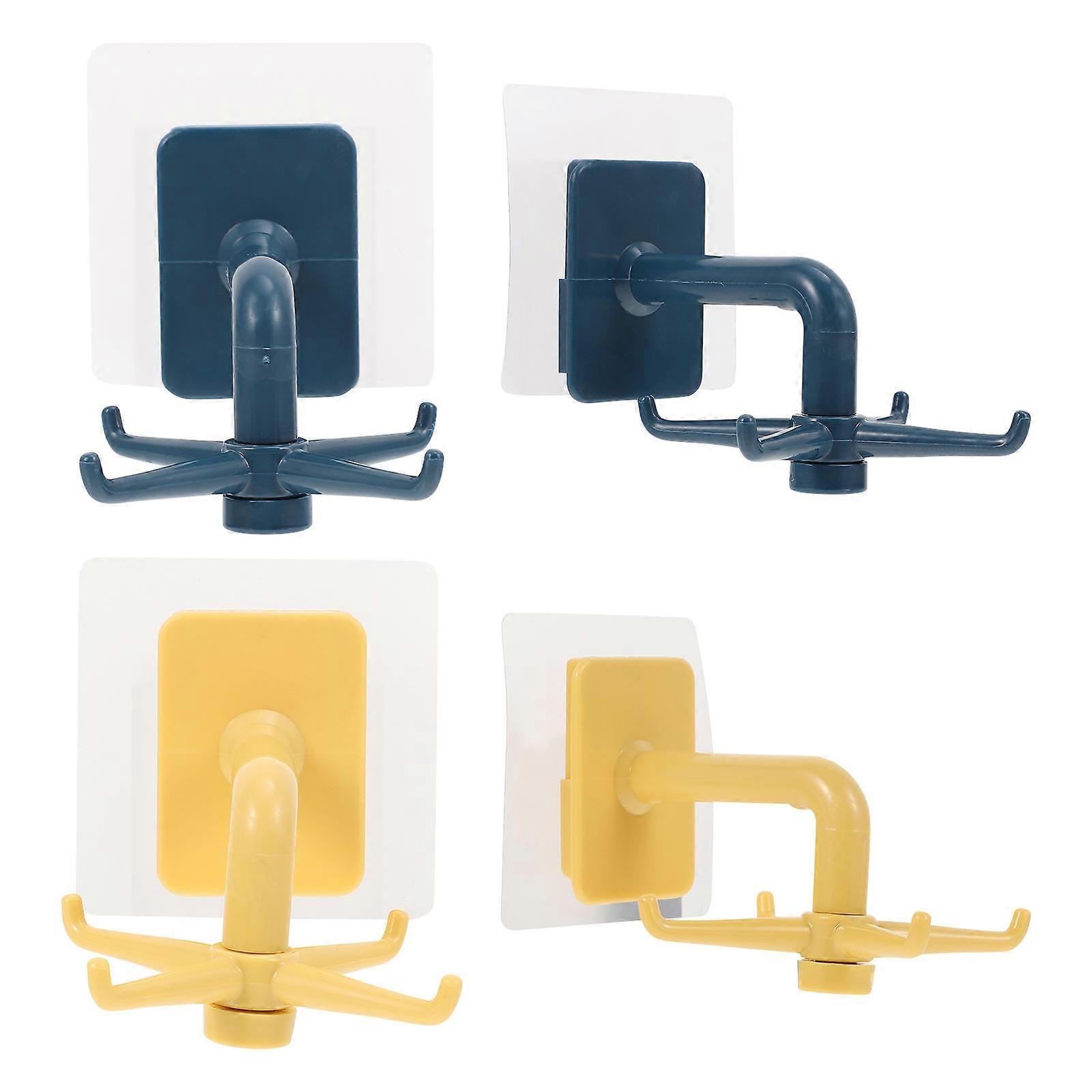 Yellow Rotatable Wall Mount Cookware Hanger for Home Use ABS Material 4Pcs