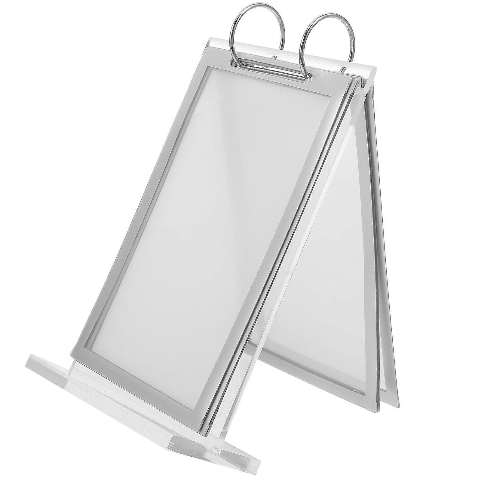 Transparent Flip Poster Stand with Base   Vertical Menu Display Holder for Restaurant, Hotel & Conference Tabletop Signage   Easy Setup Desktop Stand