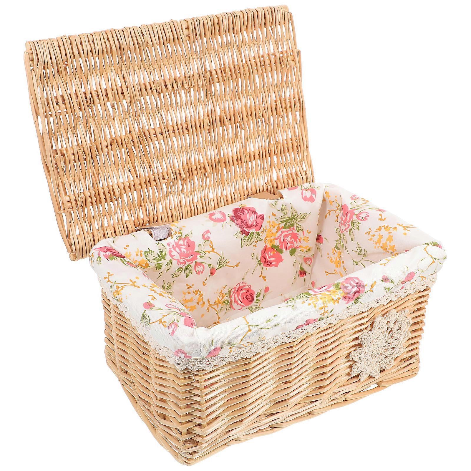 Wicker Storage Box with Lid – Multipurpose Shoe Organizer for Hallway, Living Room, Bedroom, and Office – Easy to Clean Design