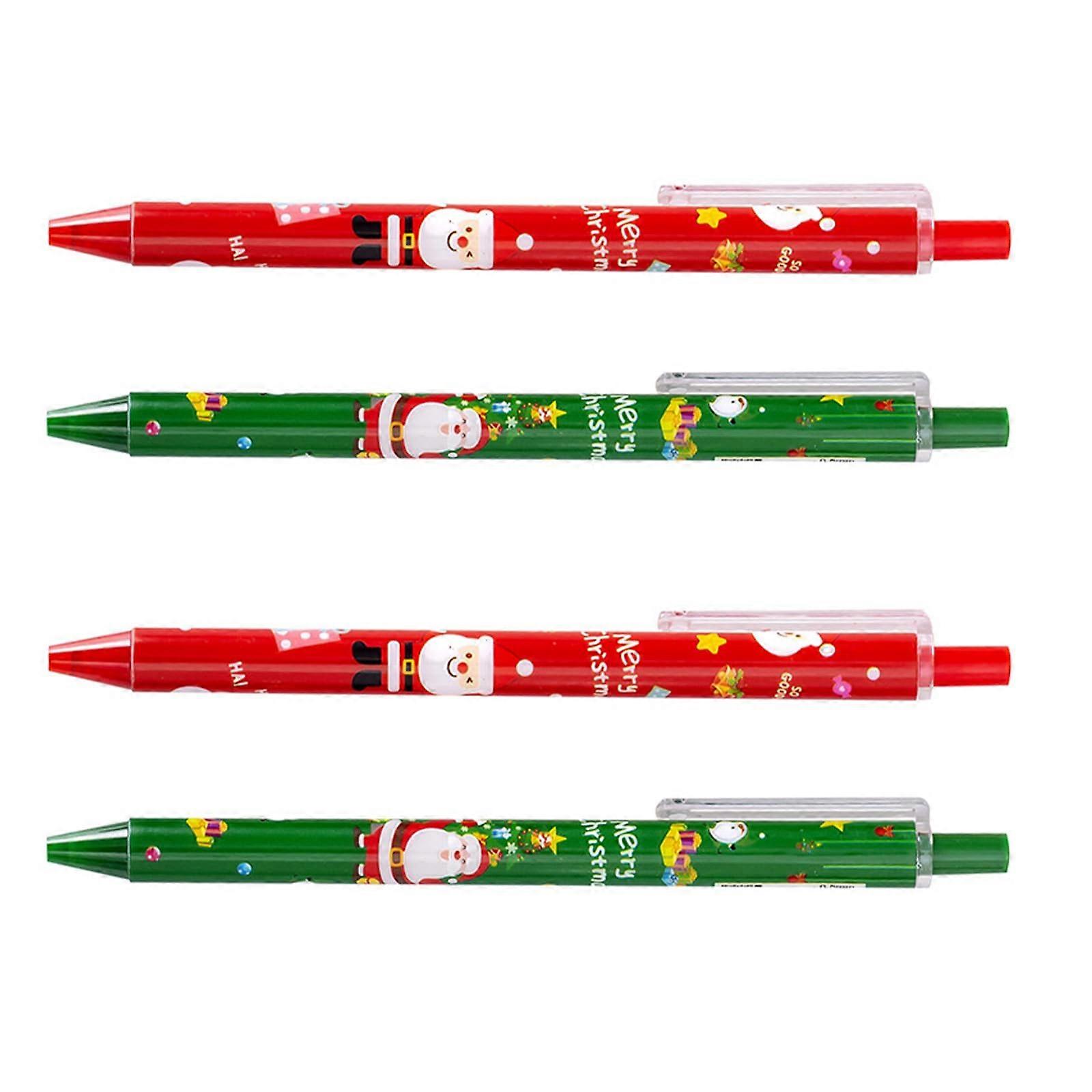 Retractable Gel Pen 0.5mm for Writing and Drawing, Quick-Drying, Refillable, Christmas-Themed, 4 Pack