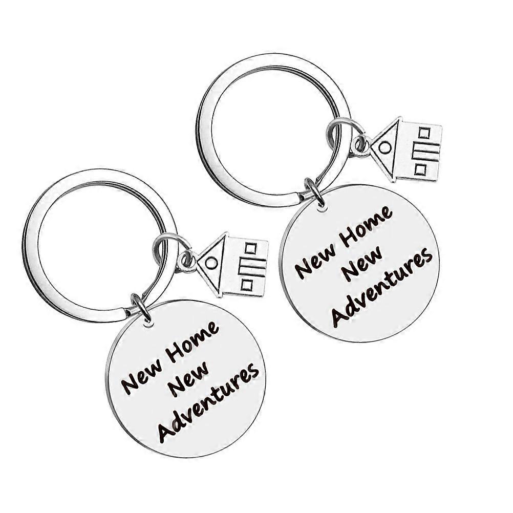 Stainless Steel Key Ring Housewarming Keychain for Decor 2Pcs Silver