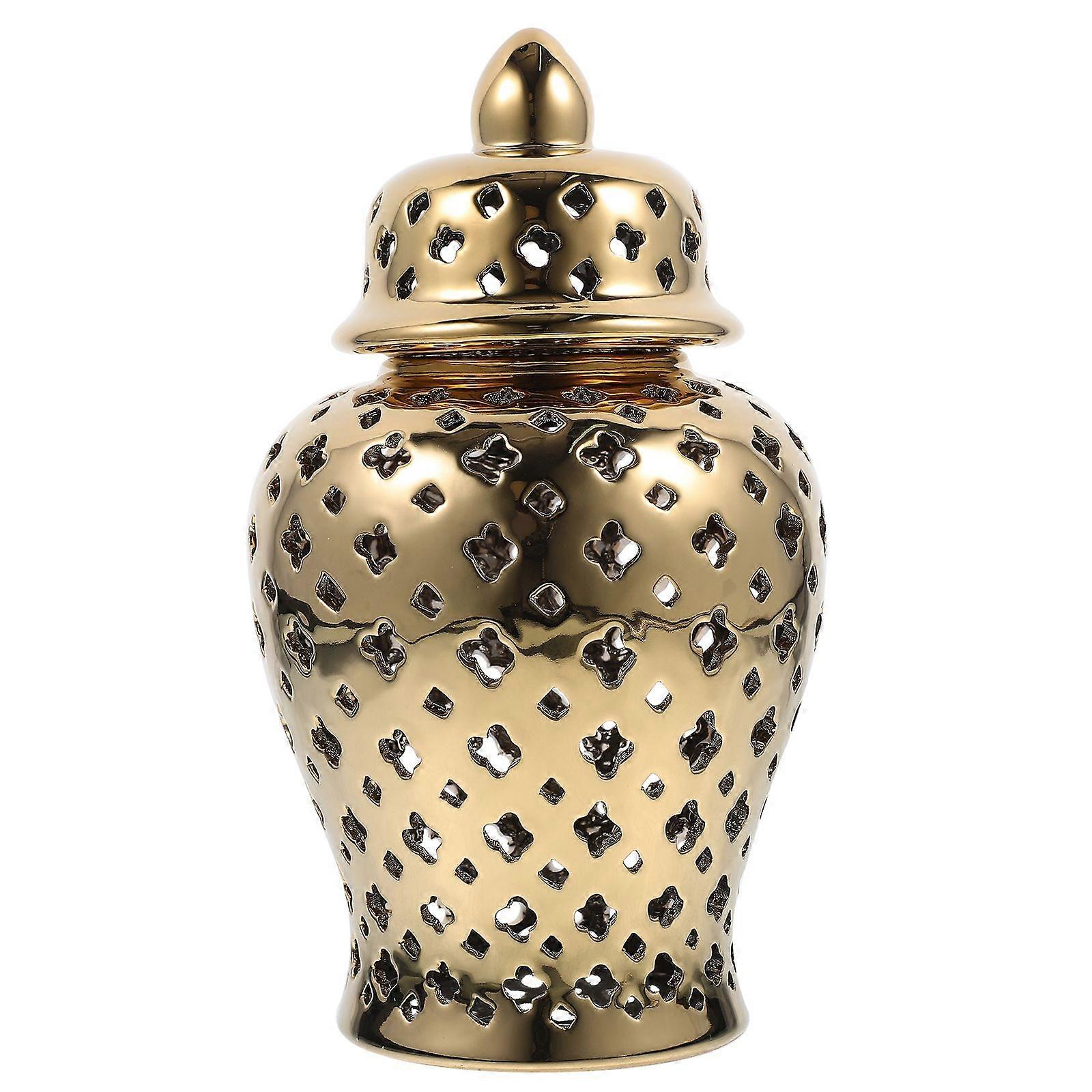 Hollow Out Jar Decorative Flower Vase Multi-functional Kitchen Ginger Garlic Container