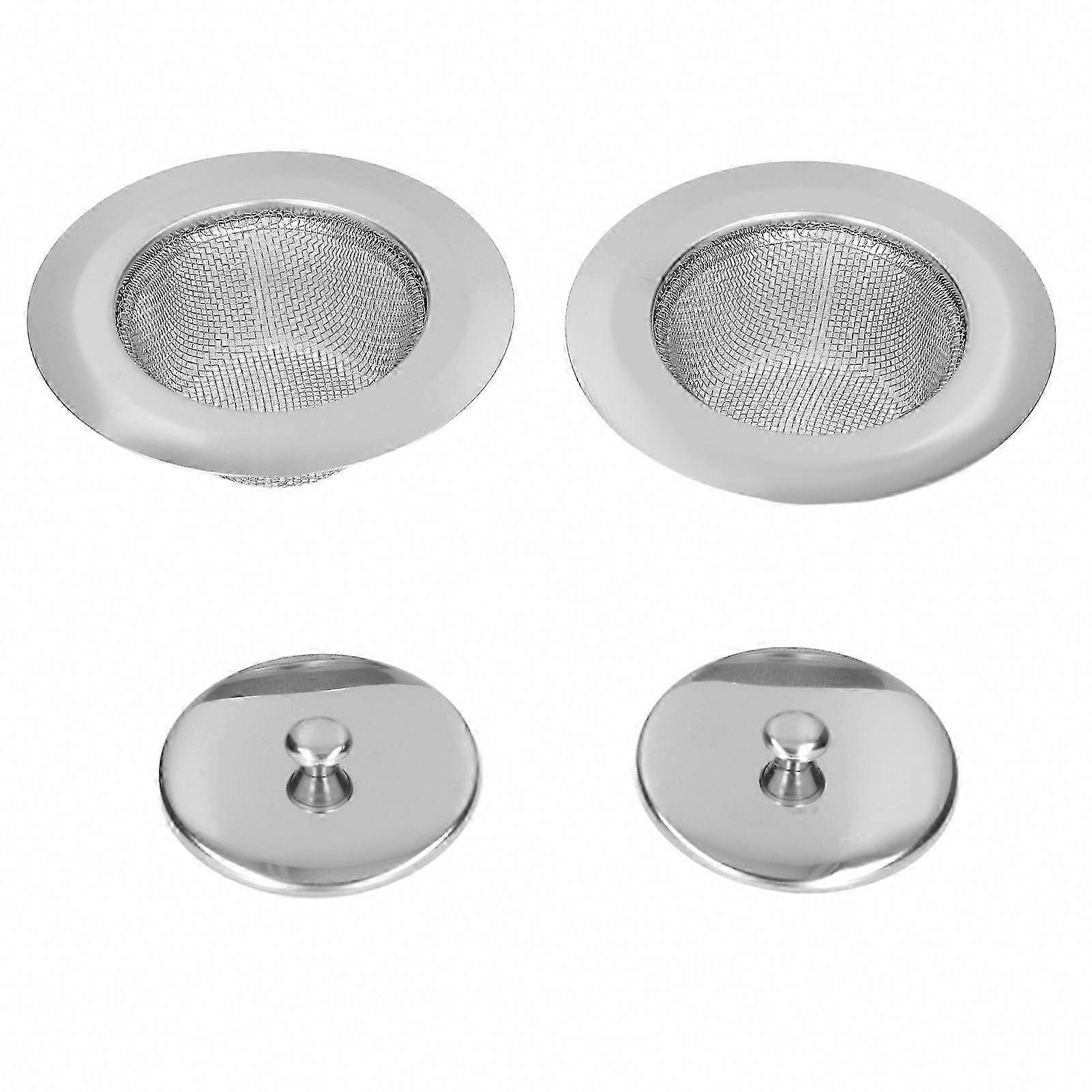 2pcs Stainless Steel Sink Strainer with Lids - Rust Proof Kitchen Sink Drain Filter Stopper