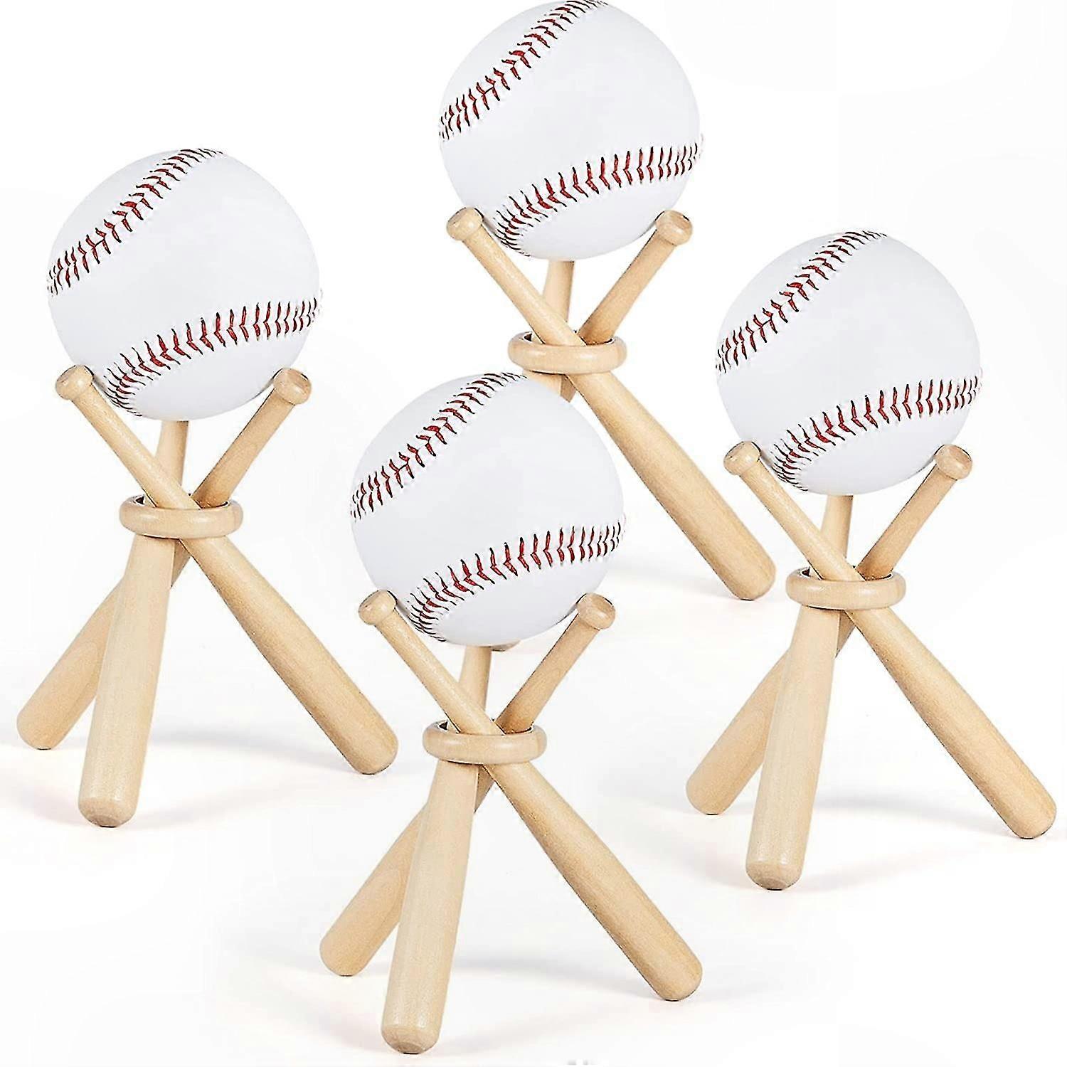 Baseball Display Stand with Mini Bats and Wooden Circles for Fans and Players