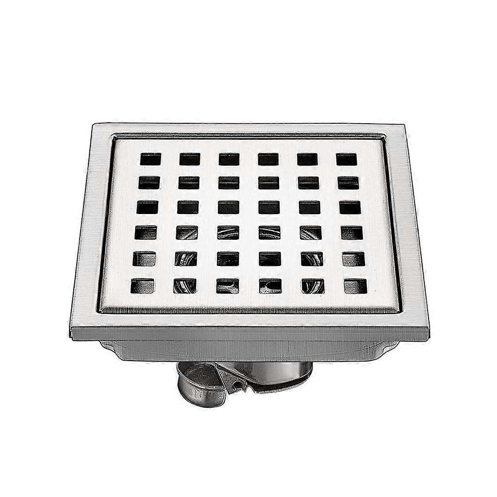 15 x 15 cm simple floor drain made of stainless steel with flow rate, square shower drain, waste grid with hair sieve (Color: Nero) (Nero) Black