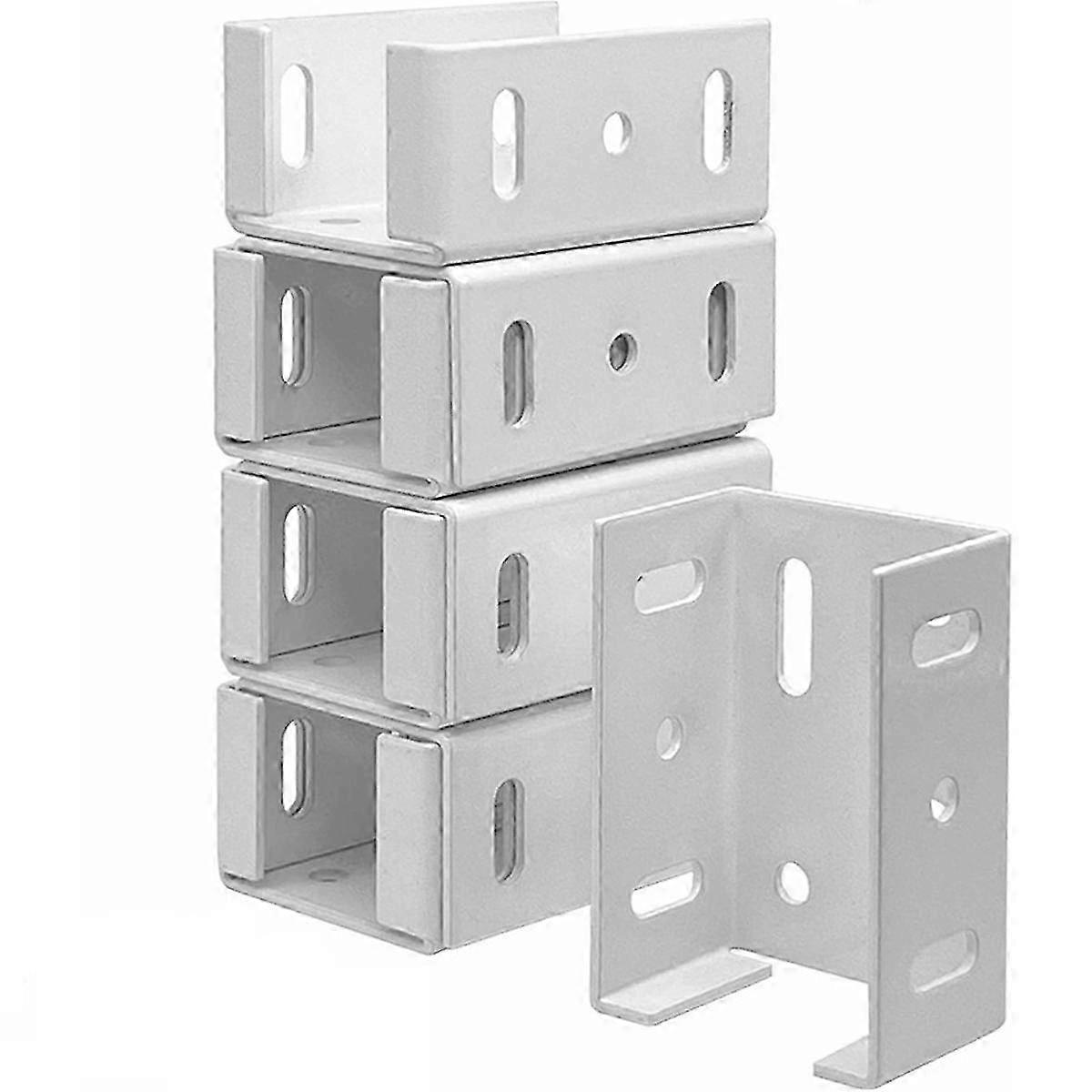 Kit de supports de rails robustes pour panneau de clôture en vinyle - Support de clôture en aluminium blanc de 2-3/4 pouces