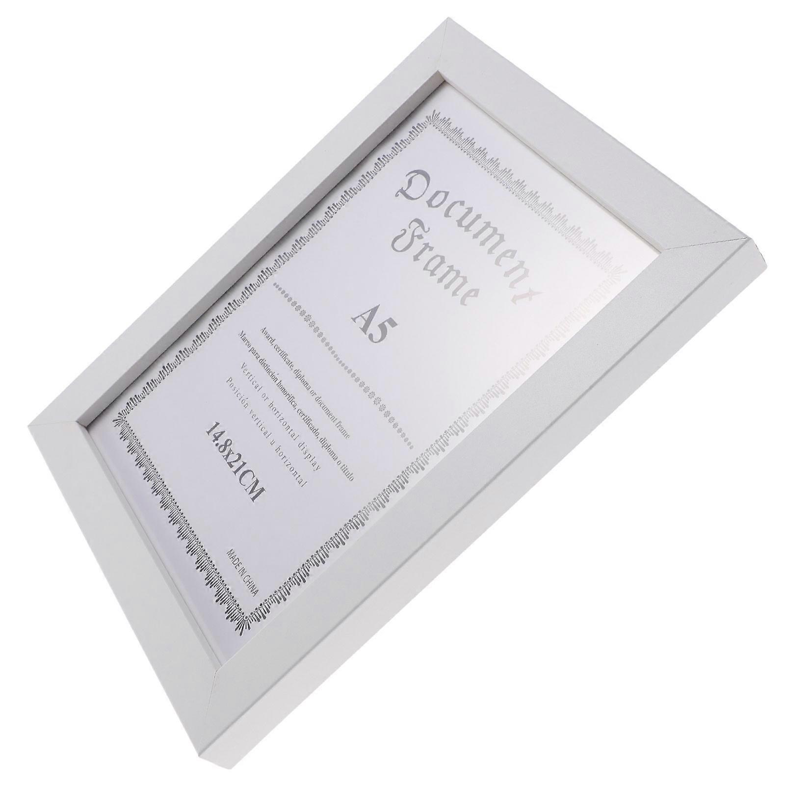 Wooden Business License Frame for Wall Hanging Display White Color Stable Structure 8x10 Inches