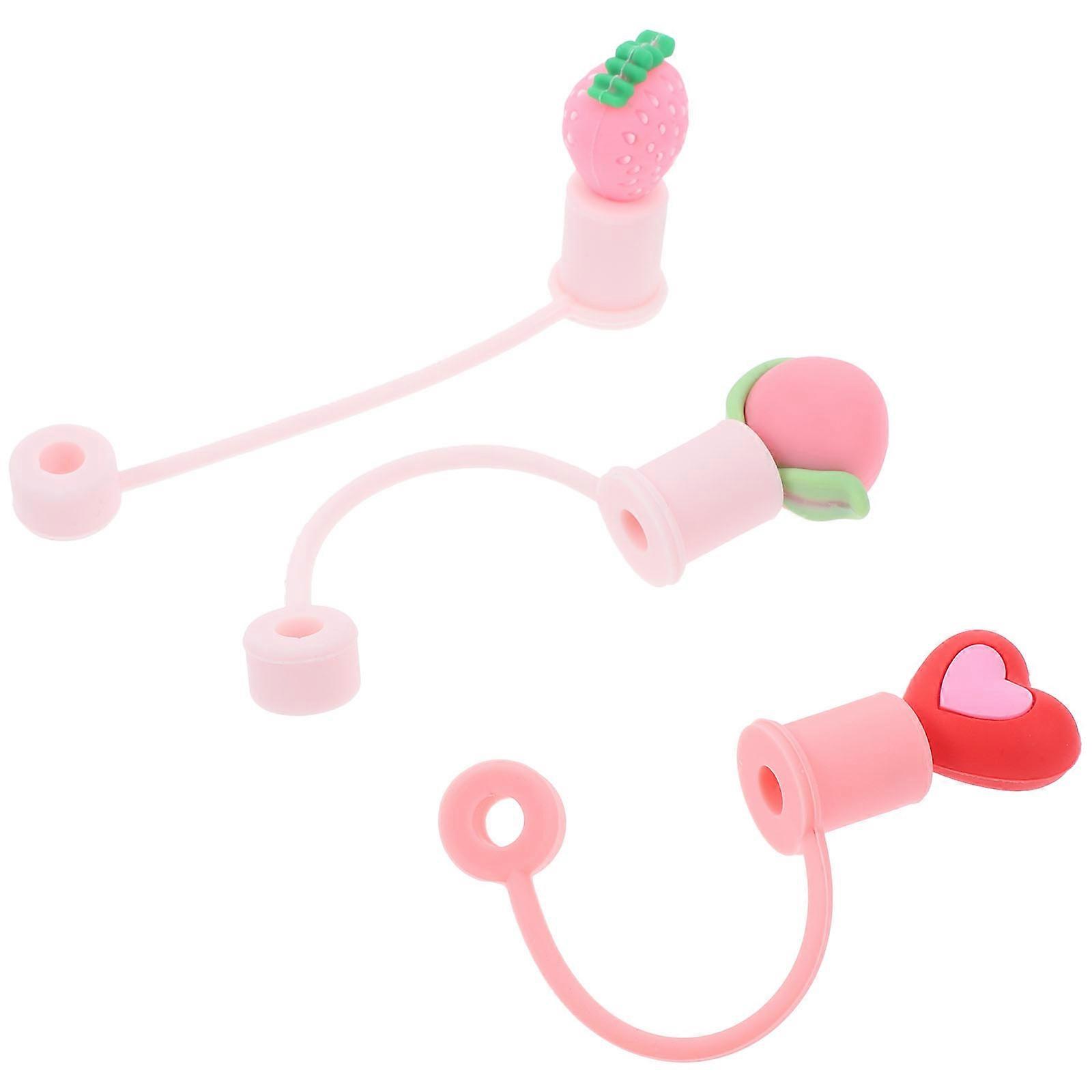 Straw Tips End Cover 3Pcs Straw Cover Caps for Families Silicone Assorted Color with Reusable Feature