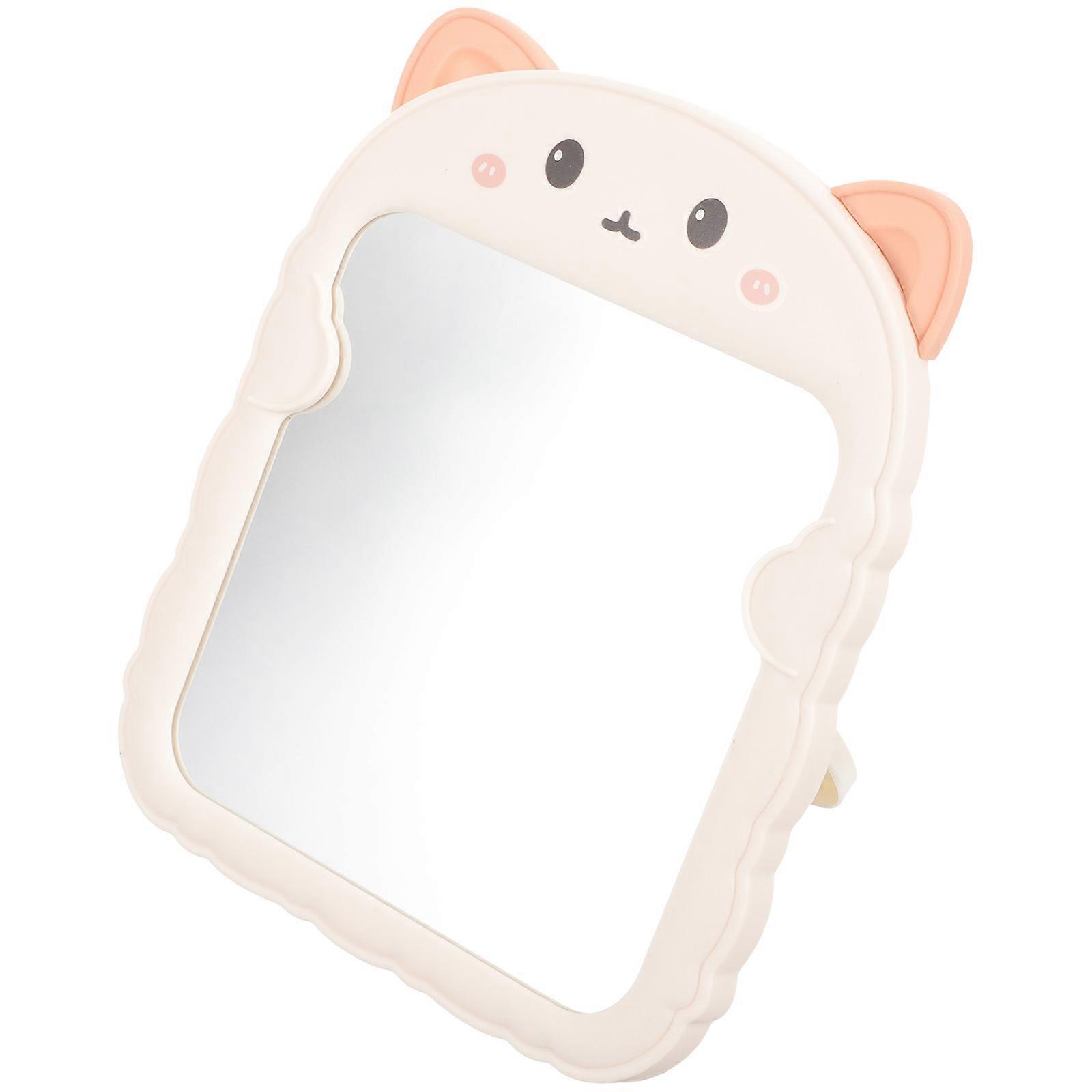 Ivory Cat Ear Makeup Mirror for Makeup Use Folding Desktop Style