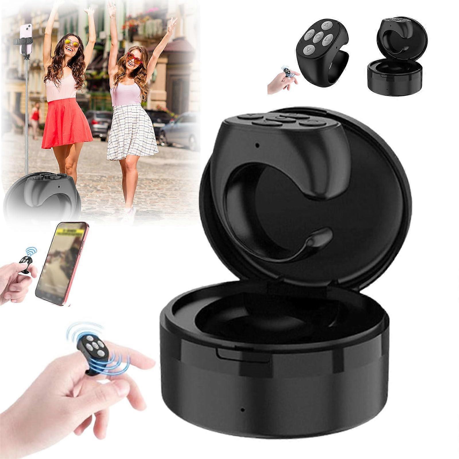 Fingertip Wireless Bluetooth Remote Control Ring, Page Turner (Black)
