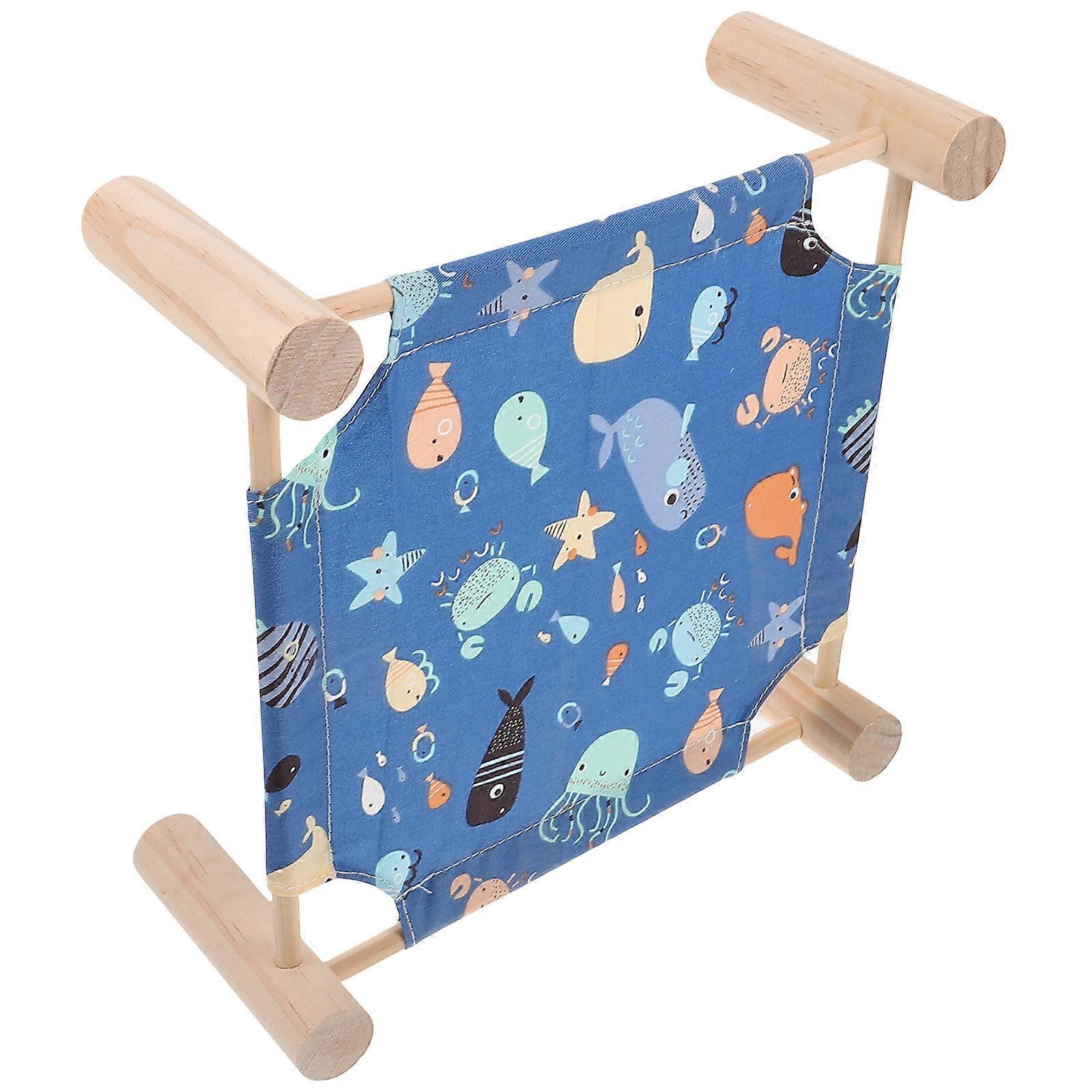 Rabbit Pet Bed Elevated Wooden Blue Indoor Use Detachable Space-Saving 1Set