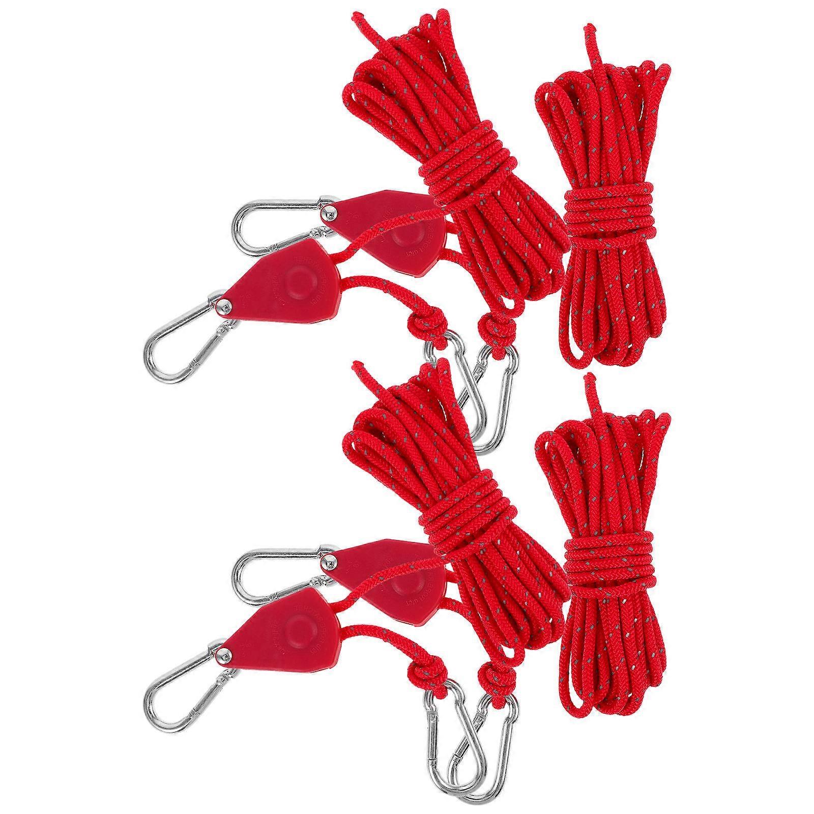 Outdoor Tent Wind Rope with Ratchet Pulley for Camping 4 Bundles Reflective